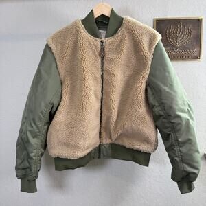 Women's Brixton‎ Sherpa Surplus Bomber Jacket in Olive Surplus Size Small NEW